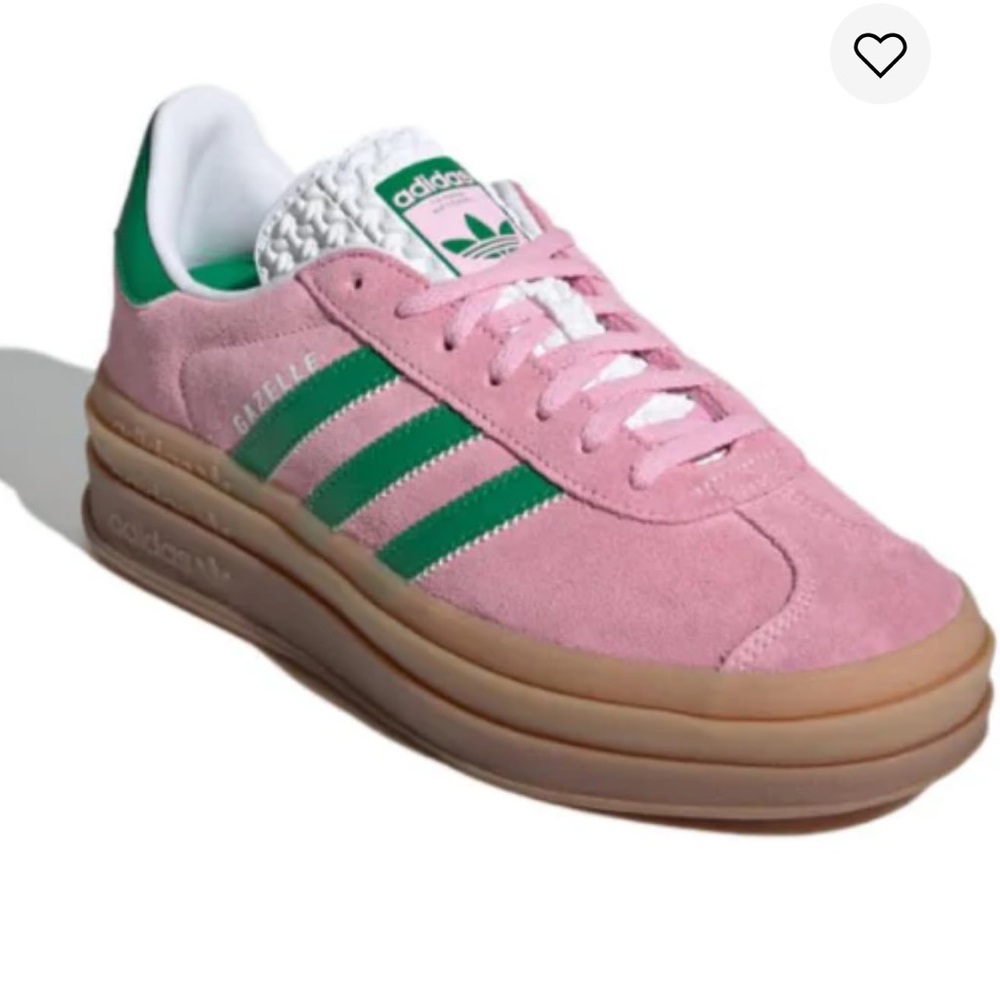 BRAND NEW Adidas Gazelle Bold Platform Sneakers True Pink Green Women Size 7.5